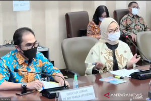 Kepala Badan Pengawas Obat dan Makanan (BPOM) Penny Kusumastuti Lukito (kanan) berbicara dalam konferensi pers virtual, Jakarta, Jumat (16/04/2021).